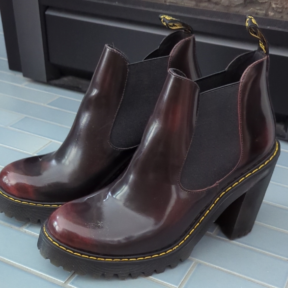 Dr. Martens Dark Red Heeled Chelsea Boots
